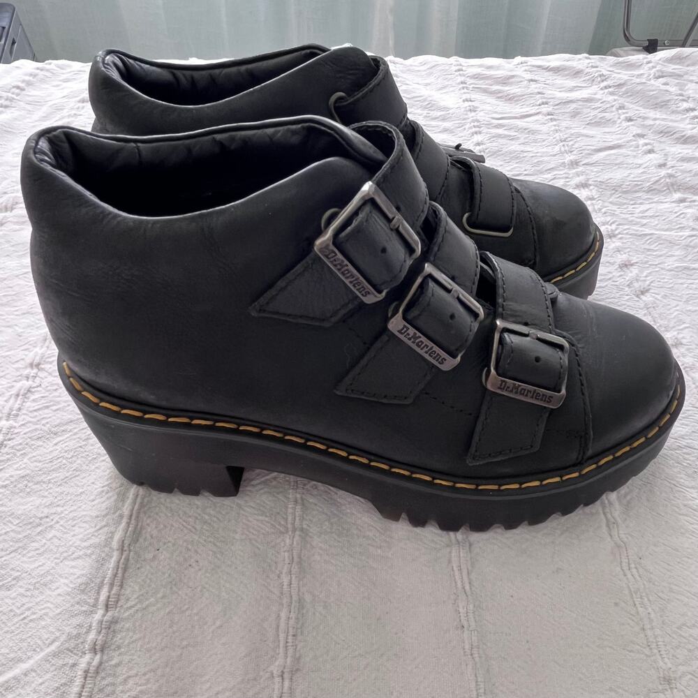 Dr. Martens Coppola Black Triple Buckle Platform Boots Women’s 6